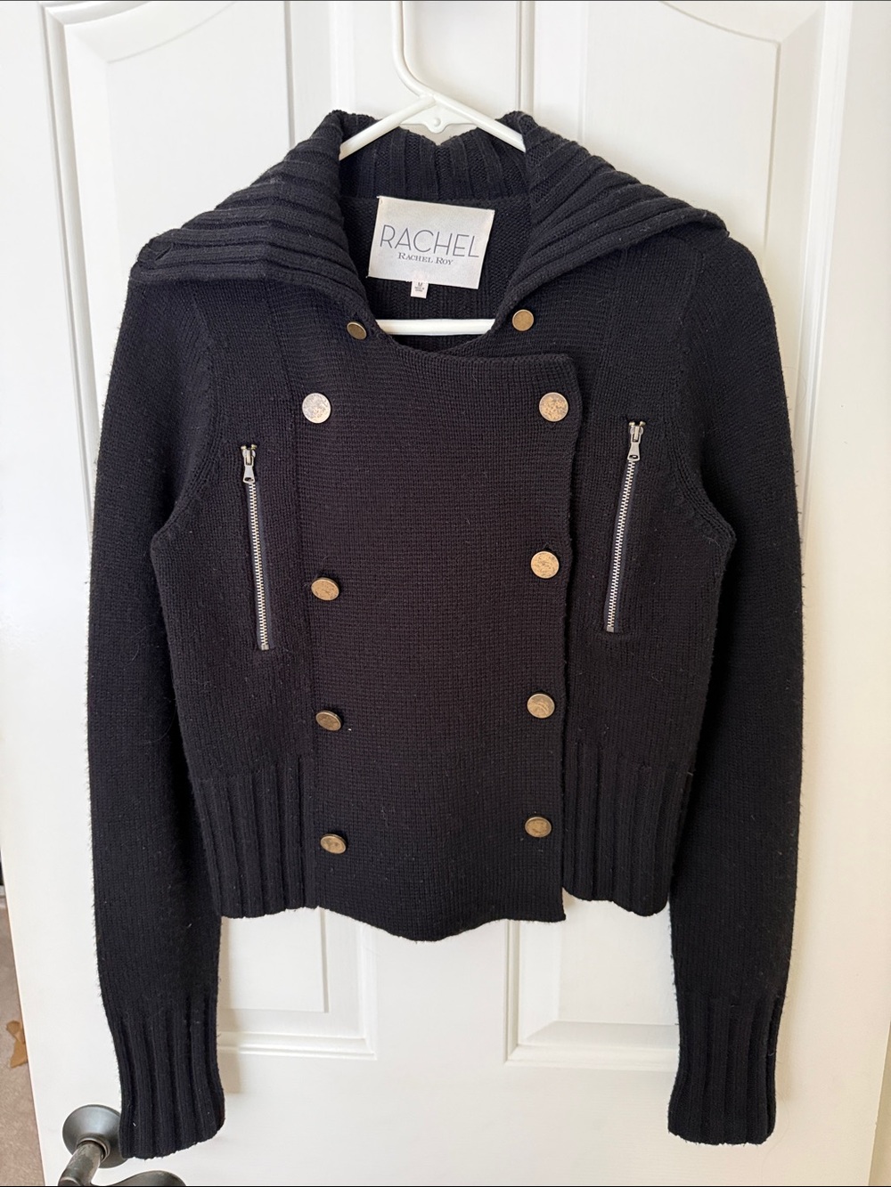 Rachel Roy Black Double-Breasted Sweater